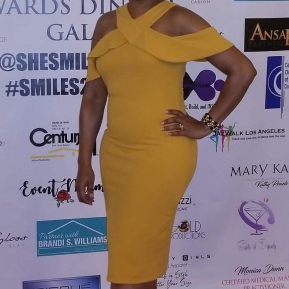 Mustard A-Line Dress - Picture 1 of 4